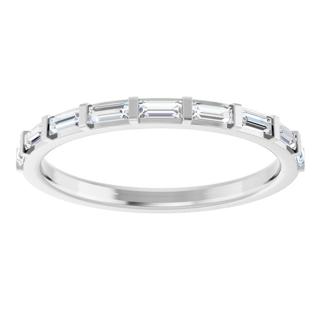 14K White Gold Straight Baguette 3 X 1.25 Mm Polished 1/4 Ctw Lab-Grown Diamond Anniversary Band, Size 7