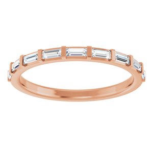 14K Rose Gold Straight Baguette 3 X 1.25 Mm Polished 1/4 Ctw Lab-Grown Diamond Anniversary Band Size 7