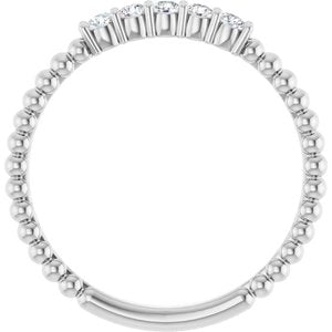 14K White Gold Natural Diamond Round 2 Mm Polished 1/6 Ctw Natural Diamond Stackable Ring Size 7