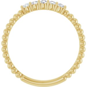 14K Yellow Gold Natural Diamond Round 2 Mm Polished 1/6 Ctw Natural Diamond Stackable Ring Size 7