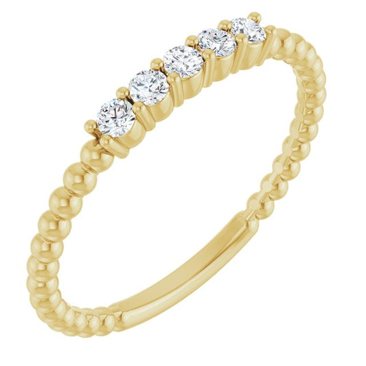 14K Yellow Or White Or Rose Gold Round 2 Mm Polished 1/6 Ctw Lab-Grown Diamond Stackable Ring, Size 7