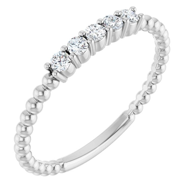 14K Yellow Or White Or Rose Gold Round 2 Mm Polished 1/6 Ctw Lab-Grown Diamond Stackable Ring, Size 7