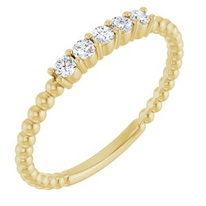 14K Yellow Gold Natural Diamond Round 2 Mm Polished 1/6 Ctw Natural Diamond Stackable Ring Size 7