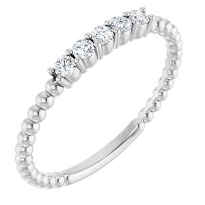 14K White Gold Natural Diamond Round 2 Mm Polished 1/6 Ctw Natural Diamond Stackable Ring Size 7