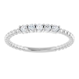 14K White Gold Natural Diamond Round 2 Mm Polished 1/6 Ctw Natural Diamond Stackable Ring Size 7