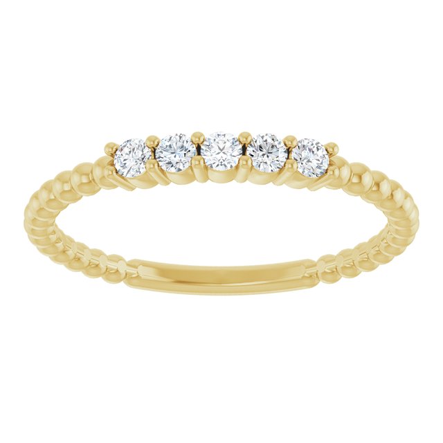 14K Yellow Or White Or Rose Gold Round 2 Mm Polished 1/6 Ctw Lab-Grown Diamond Stackable Ring, Size 7