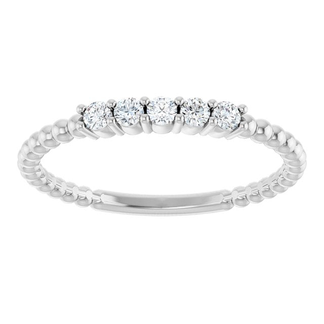 14K Yellow Or White Or Rose Gold Round 2 Mm Polished 1/6 Ctw Lab-Grown Diamond Stackable Ring, Size 7