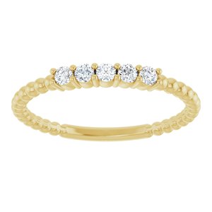 14K Yellow Gold Natural Diamond Round 2 Mm Polished 1/6 Ctw Natural Diamond Stackable Ring Size 7