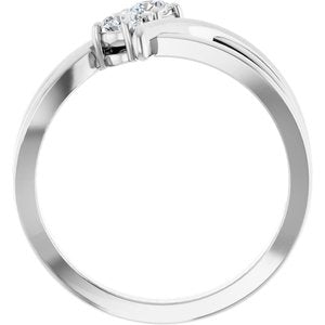 14K White Gold Round 3.2 Mm Polished 1/4 Ctw Lab-Grown Diamond 2-Stone Ring Size 7