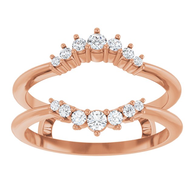 14K Rose Gold Round 2.2 Mm Polished 1/4 Ctw Natural Diamond Ring Guard, Size 7.5