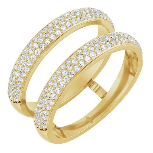 14K Yellow Gold Round .8 Mm Polished 1/2 Ctw Natural Diamond Ring Guard, Size 7