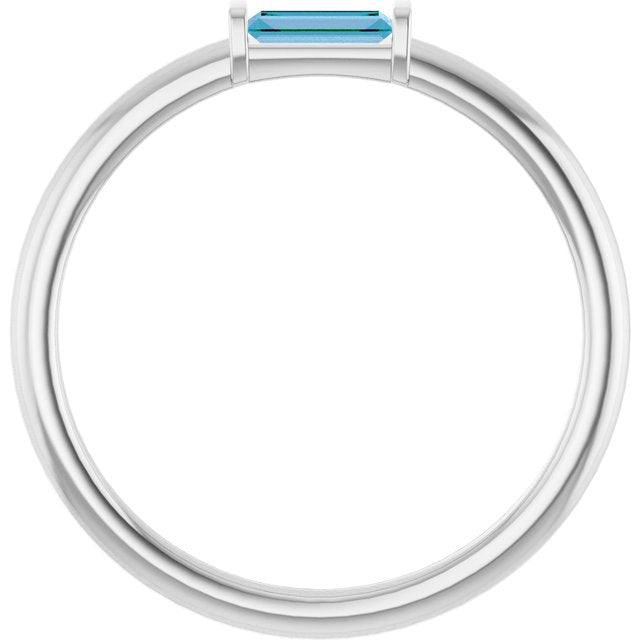 14K Yellow Or White Gold Or Sterling Silver Straight Baguette 4 X 2 Mm Polished Natural Gemstone Stackable Ring