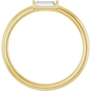 14K Yellow Gold Straight Baguette 5 X 2 Mm Polished 1/6 Ctw Lab-Grown Diamond Stackable Ring Size 7