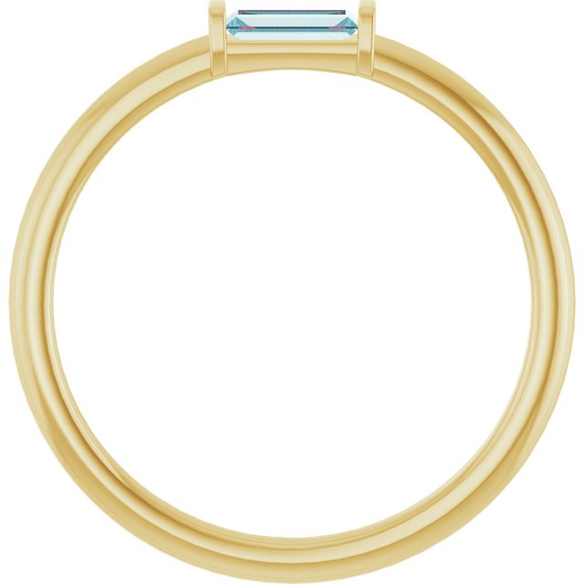 14K Yellow Or White Gold Or Sterling Silver Straight Baguette 4 X 2 Mm Polished Natural Gemstone Stackable Ring