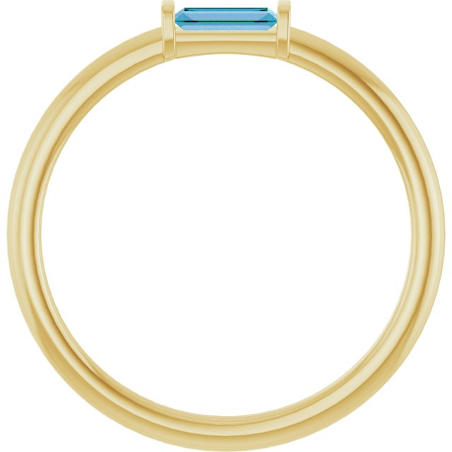 14K Yellow Or White Gold Or Sterling Silver Straight Baguette 4 X 2 Mm Polished Natural Gemstone Stackable Ring
