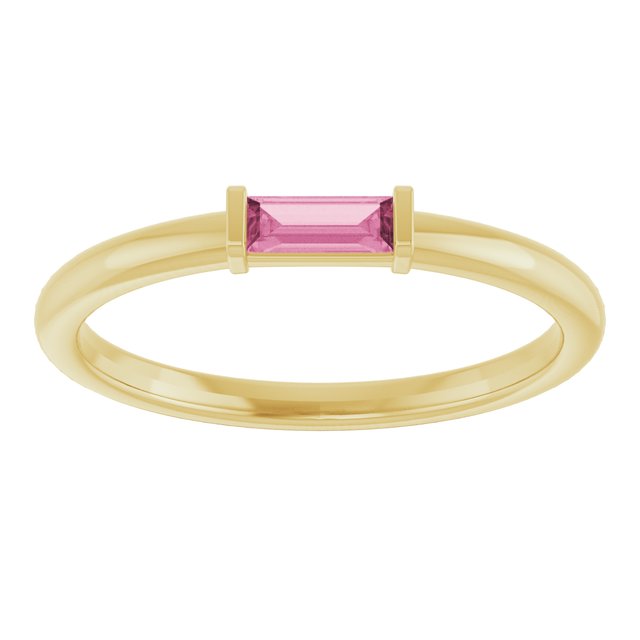 14K Yellow Or White Gold Or Sterling Silver Straight Baguette 4 X 2 Mm Polished Natural Gemstone Stackable Ring