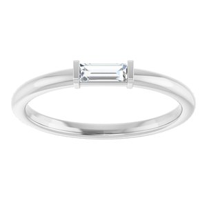 14K White Gold Straight Baguette 4 X 2 Mm Polished 1/10 Ctw Lab-Grown Diamond Stackable Ring Size 7
