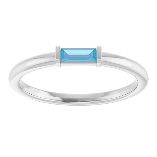 14K Yellow Or White Gold Or Sterling Silver Straight Baguette 4 X 2 Mm Polished Natural Gemstone Stackable Ring