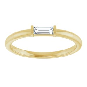 14K Yellow Gold Straight Baguette 5 X 2 Mm Polished 1/6 Ctw Lab-Grown Diamond Stackable Ring Size 7