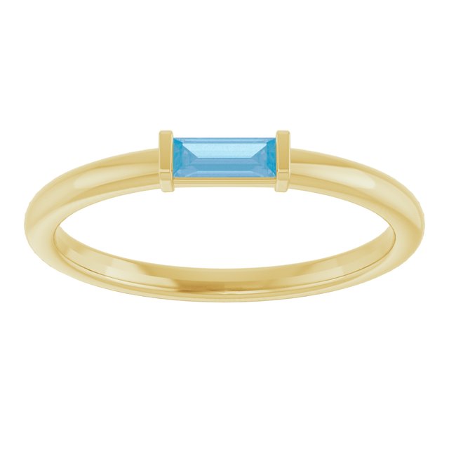 14K Yellow Or White Gold Or Sterling Silver Straight Baguette 4 X 2 Mm Polished Natural Gemstone Stackable Ring