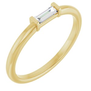 14K Yellow Gold Straight Baguette 5 X 2 Mm Polished 1/6 Ctw Lab-Grown Diamond Stackable Ring Size 7