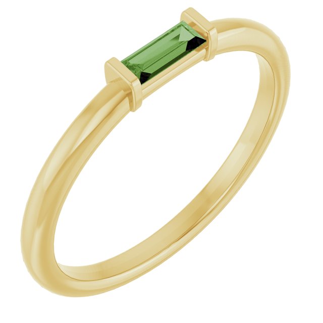 14K Yellow Or White Gold Or Sterling Silver Straight Baguette 4 X 2 Mm Polished Natural Gemstone Stackable Ring