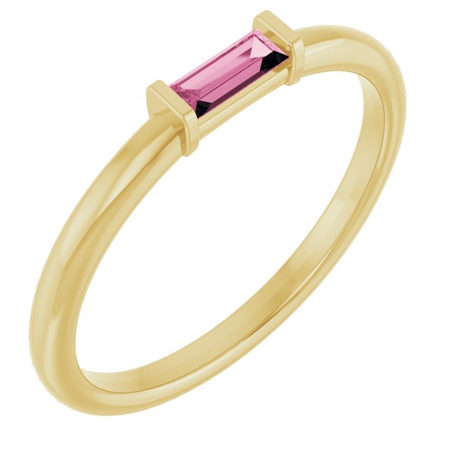 14K Yellow Or White Gold Or Sterling Silver Straight Baguette 4 X 2 Mm Polished Natural Gemstone Stackable Ring