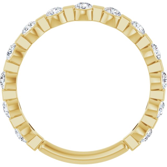 14K Yellow Gold Round 2 Mm Polished 1/2 Ctw Lab-Grown Diamond Anniversary Band, Size 7