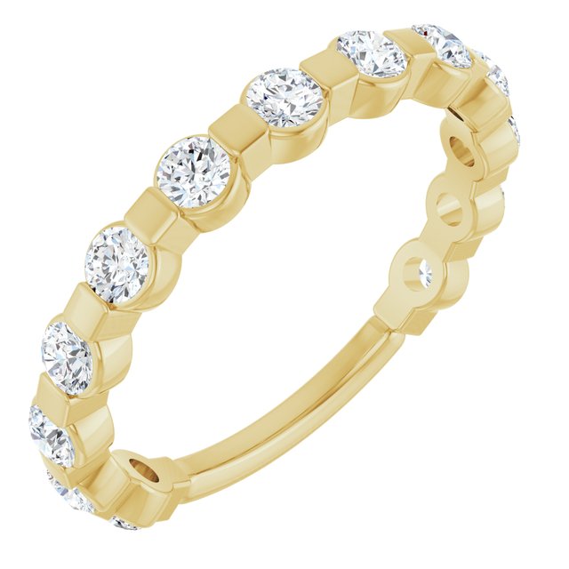 14K Yellow Gold Round 2 Mm Polished 1/2 Ctw Lab-Grown Diamond Anniversary Band, Size 7