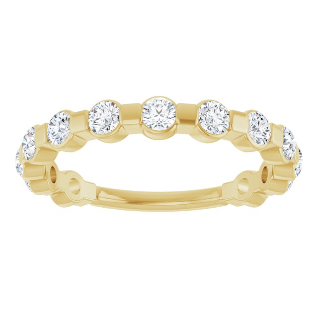 14K Yellow Gold Round 2 Mm Polished 1/2 Ctw Lab-Grown Diamond Anniversary Band, Size 7
