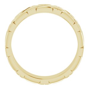 14K Yellow Gold X-Pattern Quilted Band Size 10