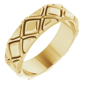 14K Yellow Gold X-Pattern Quilted Band Size 10