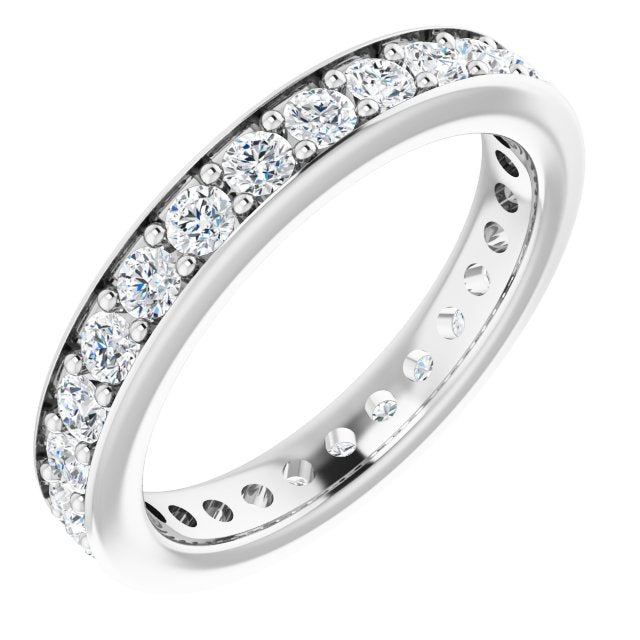 14K White Gold Round 2 Mm Vs, F+ Polished 7/8 Ctw Lab-Grown Diamond Eternity Band, Size 6