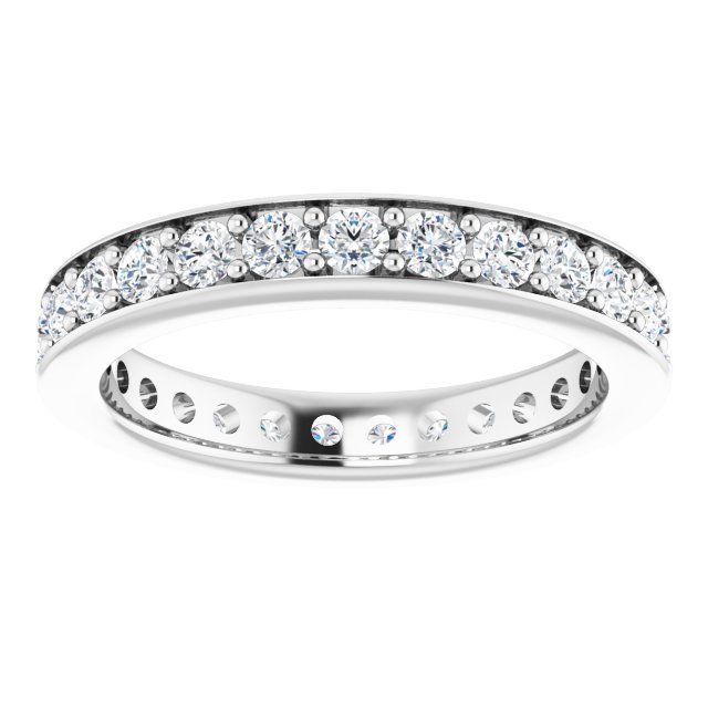 14K White Gold Round 2 Mm Vs, F+ Polished 7/8 Ctw Lab-Grown Diamond Eternity Band, Size 6