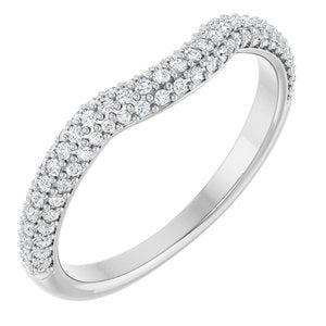14K White Gold Natural Diamond Round Natural Diamond Polished 1/4 Ctw Natural Diamond Pave Contour Band Size 7