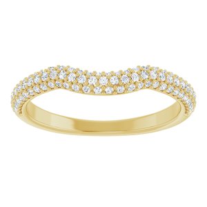 14K Yellow Gold Natural Diamond Round Natural Diamond Polished 1/4 Ctw Natural Diamond Pave Contour Band Size 7