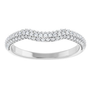 14K White Gold Natural Diamond Round Natural Diamond Polished 1/4 Ctw Natural Diamond Pave Contour Band Size 7