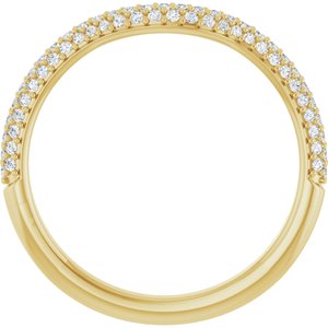 14K Yellow Gold Natural Diamond Round Natural Diamond Polished 1/4 Ctw Natural Diamond Pave Contour Band Size 7