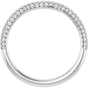 14K White Gold Natural Diamond Round Natural Diamond Polished 1/4 Ctw Natural Diamond Pave Contour Band Size 7