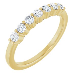 14K Yellow Gold Round 3 Mm Polished 5/8 Ctw Lab-Grown Diamond Anniversary Band Size 7