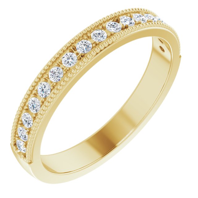 14K Yellow Gold Round 1.5 Mm Polished 1/5 Ctw Natural Diamond Anniversary Band, Size 7