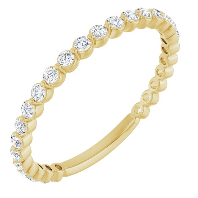 14K Yellow Gold Round 2.5 Mm Polished 1 1/6 Ctw Lab-Grown Diamond Anniversary Band, Size 7