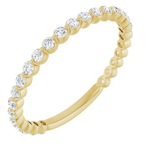 14K Yellow Gold Round 1.5 Mm Polished 1/3 Ctw Lab-Grown Diamond Anniversary Band Size 7