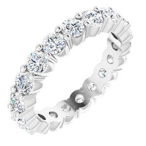 Platinum Round 3 Mm G-H Si2-Si3 1 9/10 Ctw Natural Diamond Eternity Band Size 5.5