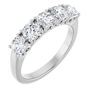 14K White Gold Natural Diamond Round 4.1 Mm Polished 1 1/6 Ctw Natural Diamond Anniversary Band Size 7