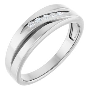 Platinum Round 1.7 Mm Polished 1/10 Ctw Natural Diamond Band Size 11