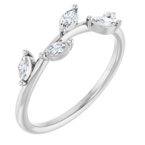 14K White Gold Lab-Grown Diamond Marquise 4 X 2 Mm Lab-Grown Diamond Polished 1/3 Ctw Lab Grown Diamond Leaf Ring Size 7