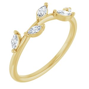 14K Yellow Gold Lab-Grown Diamond Marquise 4 X 2 Mm Lab-Grown Diamond Polished 1/3 Ctw Lab Grown Diamond Leaf Ring Size 7