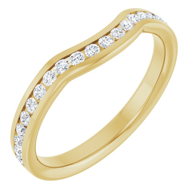 14K Yellow Gold Round 1.5 Mm Polished 1/3 Ctw Natural Diamond Contour Band, Size 7