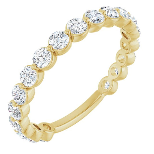 14K Yellow Gold Round 2.5 Mm Polished 1 1/6 Ctw Natural Diamond Anniversary Band, Size 7